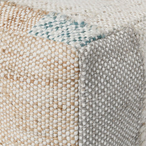 Ritsa Pouf 18x18x14 Multi with Stonewashed Cotton & Wool