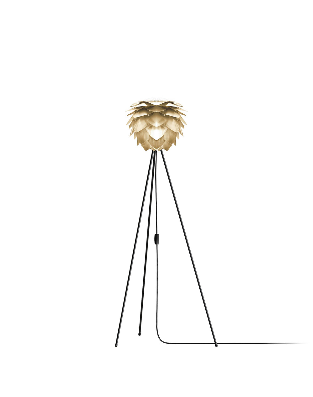 Silvia 53" Tripod Floor Lamp in Brass Foil Finish and Black Base