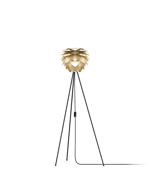 Silvia 53" Tripod Floor Lamp in Brass Foil Finish and Black Base