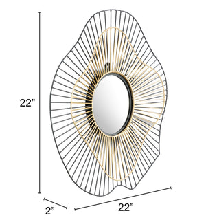 Comet Round Mirror Black & Gold