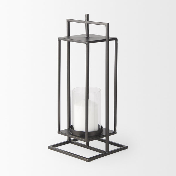 Albus II Small Black Metal Rectangular Table Candle Holder
