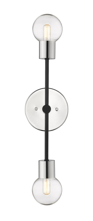 Neutra 2 Light Wall Sconce in Matte Black + Polished Nickel Finish