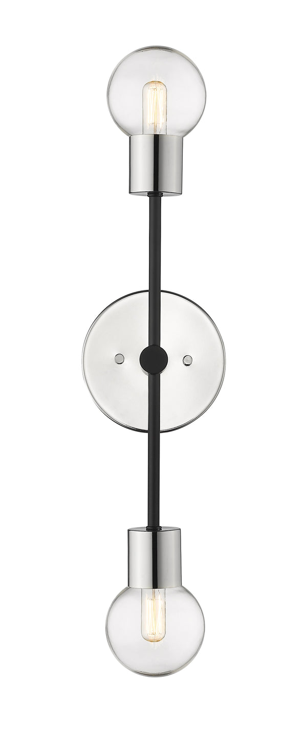 Neutra 2 Light Wall Sconce in Matte Black + Polished Nickel Finish