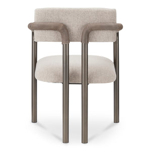 Moe's Cassidy Dining Chair in Brown with Leather Arms