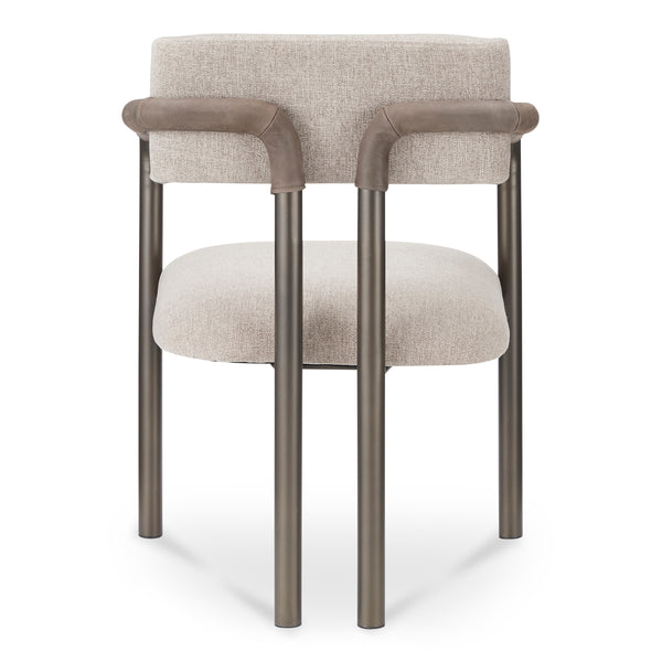 Moe's Cassidy Dining Chair in Brown with Leather Arms