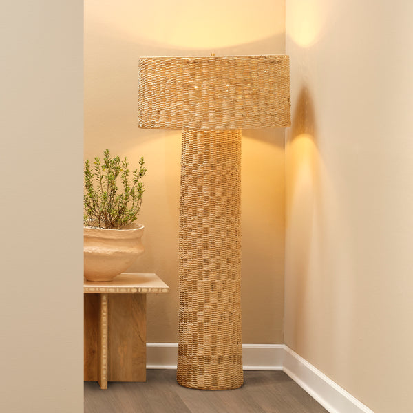 Big Island Woven 2-Light Floor Lamp, Natural