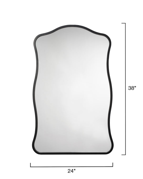 Aurora Wavy Iron Wall Mirror, Black