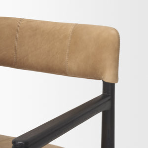 Toni Dark Brown Wood w/ Chestnut Leather Dining Chair
