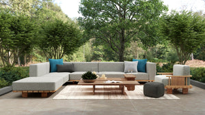 Hudson Outdoor 6pc Sectional in Natural/Gray