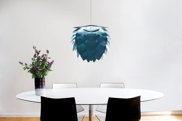 Aluvia Medium Hardwired Pendant in Petrol with Black Cord