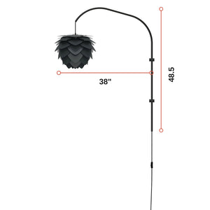 Aluvia Mini 1-Light Wall Lamp in Pearl with Black Wall Hanger