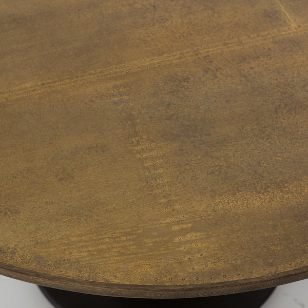 Powell Dining Table 55" - Patchwork Brass-Clad Top