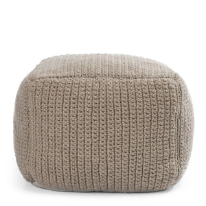 Performance Prism Pouf - Natural Knitted Outdoor