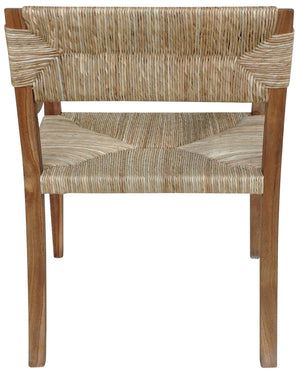 Bowie Teak Armchair with Rush Seagrass Seat in Clear Coat Satin Finish