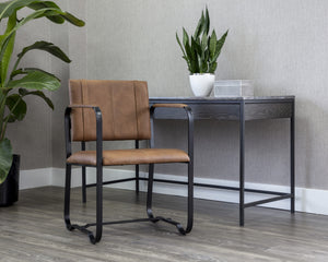 GARRETT DINING ARMCHAIR - COGNAC LEATHER