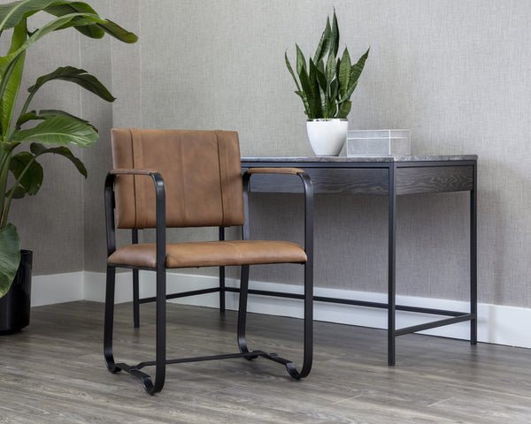GARRETT DINING ARMCHAIR - COGNAC LEATHER