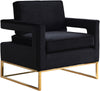 Alfonso Accent Chair In Black Velvet And Gold Stainless Steel Base