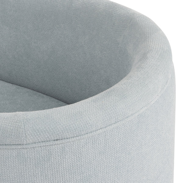 THREE LEG FULLY UPHOLSTERED BARREL CHAIR IN PERFORMANCE LIGHT BLUE CHENILLE
