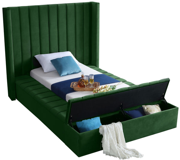 Joanne Twin Bed In Green Velvet