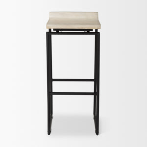 Givens 14.0L x 15.8W x 31.8H Natural Wood W/Black Metal Frame Bar Stool