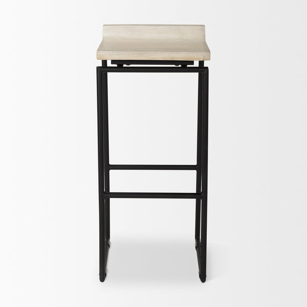 Givens 14.0L x 15.8W x 31.8H Natural Wood W/Black Metal Frame Bar Stool