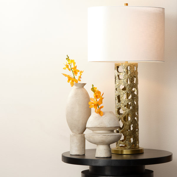 Elavated Ceramic Decorative Vase, Off White