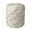Esfera 17.7L x 15.7W x 15.7H Beige Chevron Woven Round Pouf