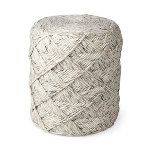 Esfera 17.7L x 15.7W x 15.7H Beige Chevron Woven Round Pouf