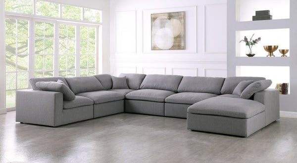 Carmen Cloud Modular Sectional In Grey Linen Fabric