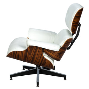 REYS LOUNGE CHAIR & OTTOMAN - WHITE LEATHER
