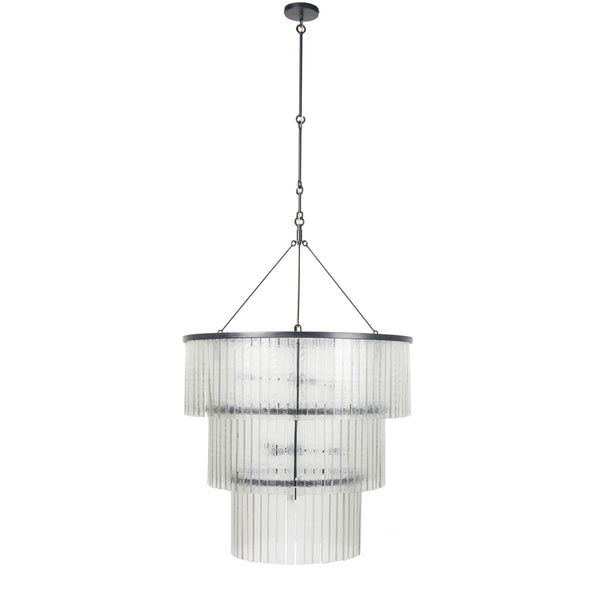 Meredith Large Chandelier in Clear Textured Glass