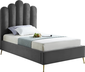 Anita Twin Bed In Grey Velvet