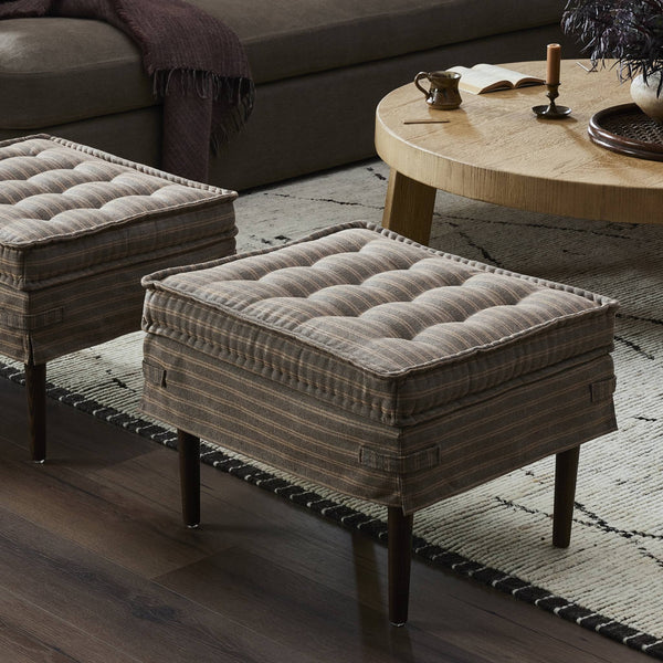 Cole Small Ottoman In Rodin Bark And Terra Brown Ash
