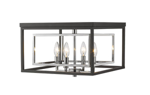 Euclid 4 Light Flush Mount in Chrome + Matte Black Finish