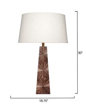 Palm Marquetry Table Lamp with Linen Shade