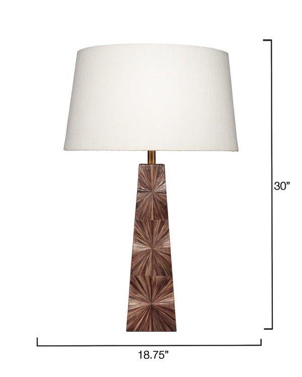 Palm Marquetry Table Lamp with Linen Shade