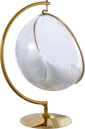 Rudy Acrylic Swing Bubble Accent Chair In White Fabric
