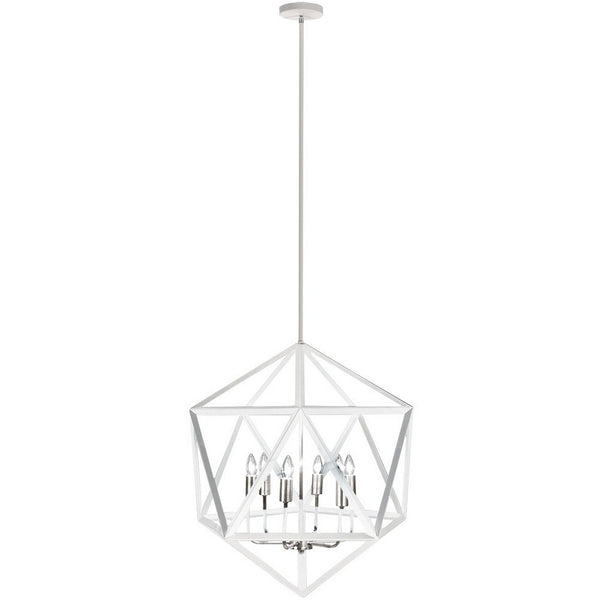 6LT Chandelier,Matte WHT/SC