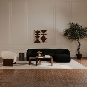 Moe's Faye Left Sectional in Black Boucle