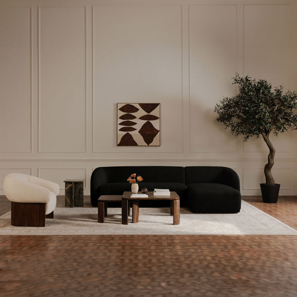 Moe's Faye Left Sectional in Black Boucle