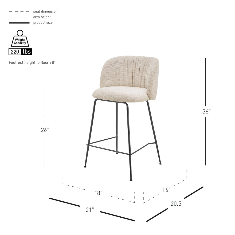 Millie KD Chenille Counter Stool, Canova Ivory
