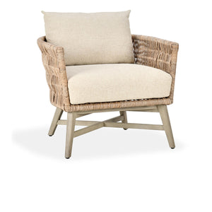 Collins Outdoor Accent Chair in Mango Wood and Olefin Fabric
