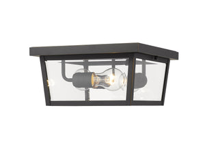Beacon 3 Light Outdoor Flush Ceiling Mount Fixture in Oil Rubbed Bronze Finish