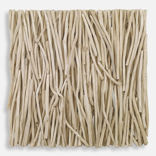 Gathered Teak Square Bleached Wood Wall Decor