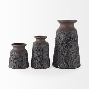 Sefina II Medium Brown/Black Patterned Ceramic Vase