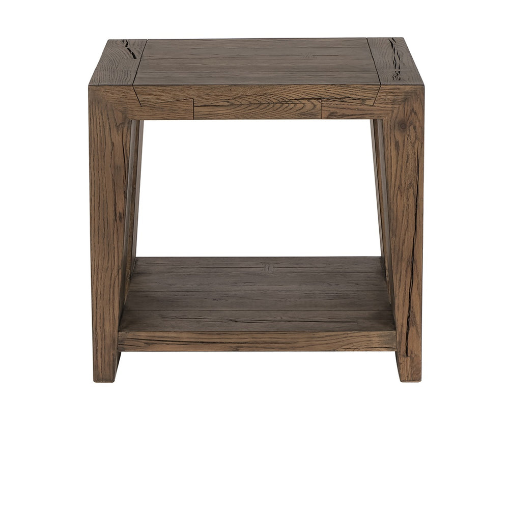 Troy Solid Wood Square End Table - Suede Brown