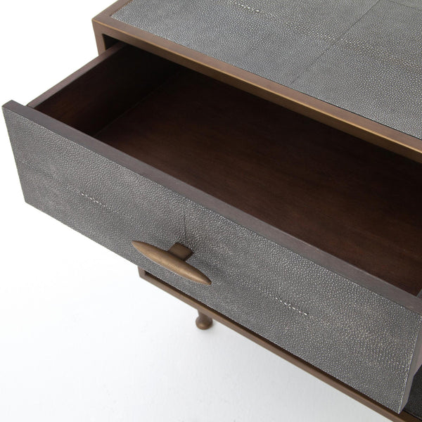 Shagreen Bedside Table-Antique Brass