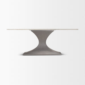 Maxton 79.0L x 39.0W x 30.0H Marble Top w/ Gunmetal Base Dining Table