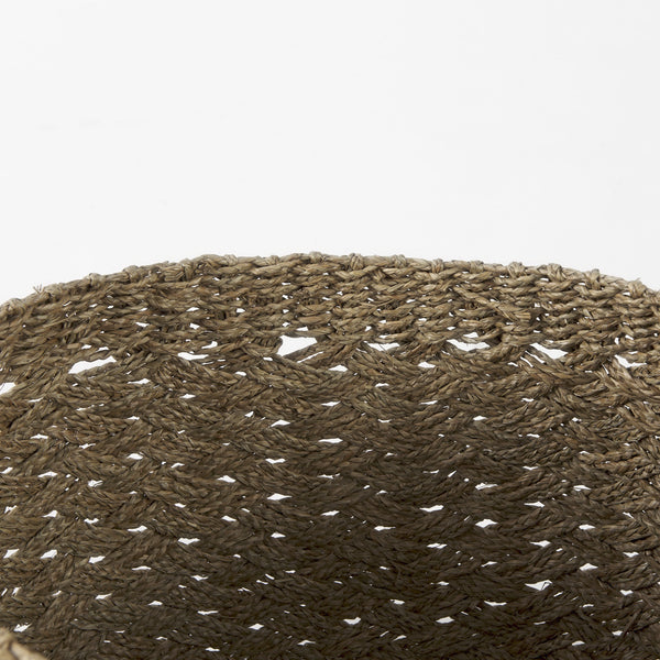 Jarek 15.0L x 15.0W x 11.8H (Set of 3) Medium Brown Seagrass Basket Cross Weave Round Basket
