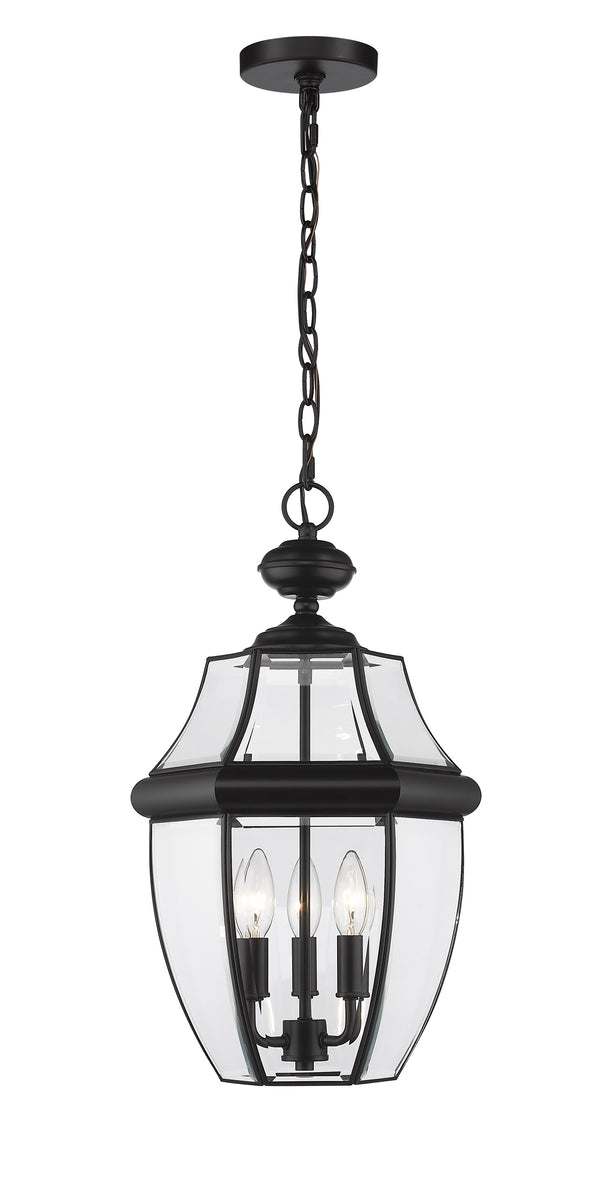 Westover 3 Light Outdoor Chain Mount Ceiling Fixture in Black Finish